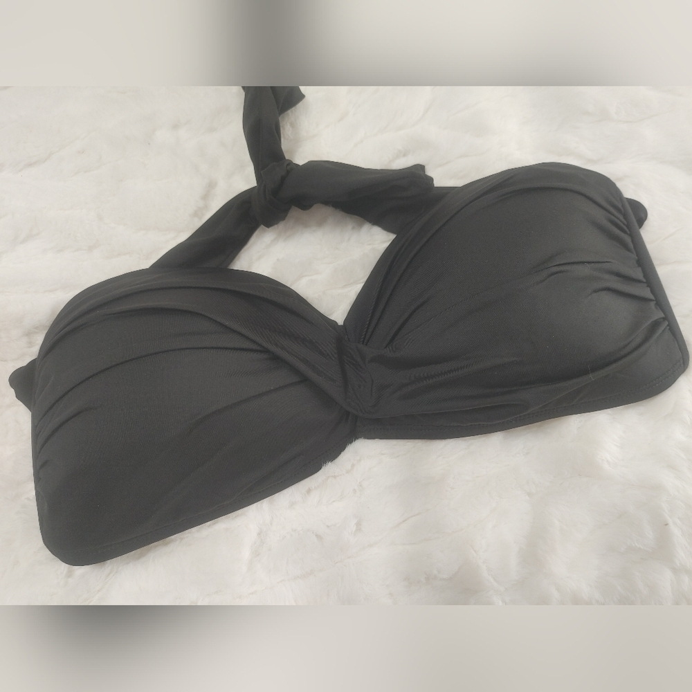 Elegant Black Mynah Women's Twist Bikini Top Lg